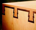 Dovetails with inlay cut on Leigh D4R woodworking jig